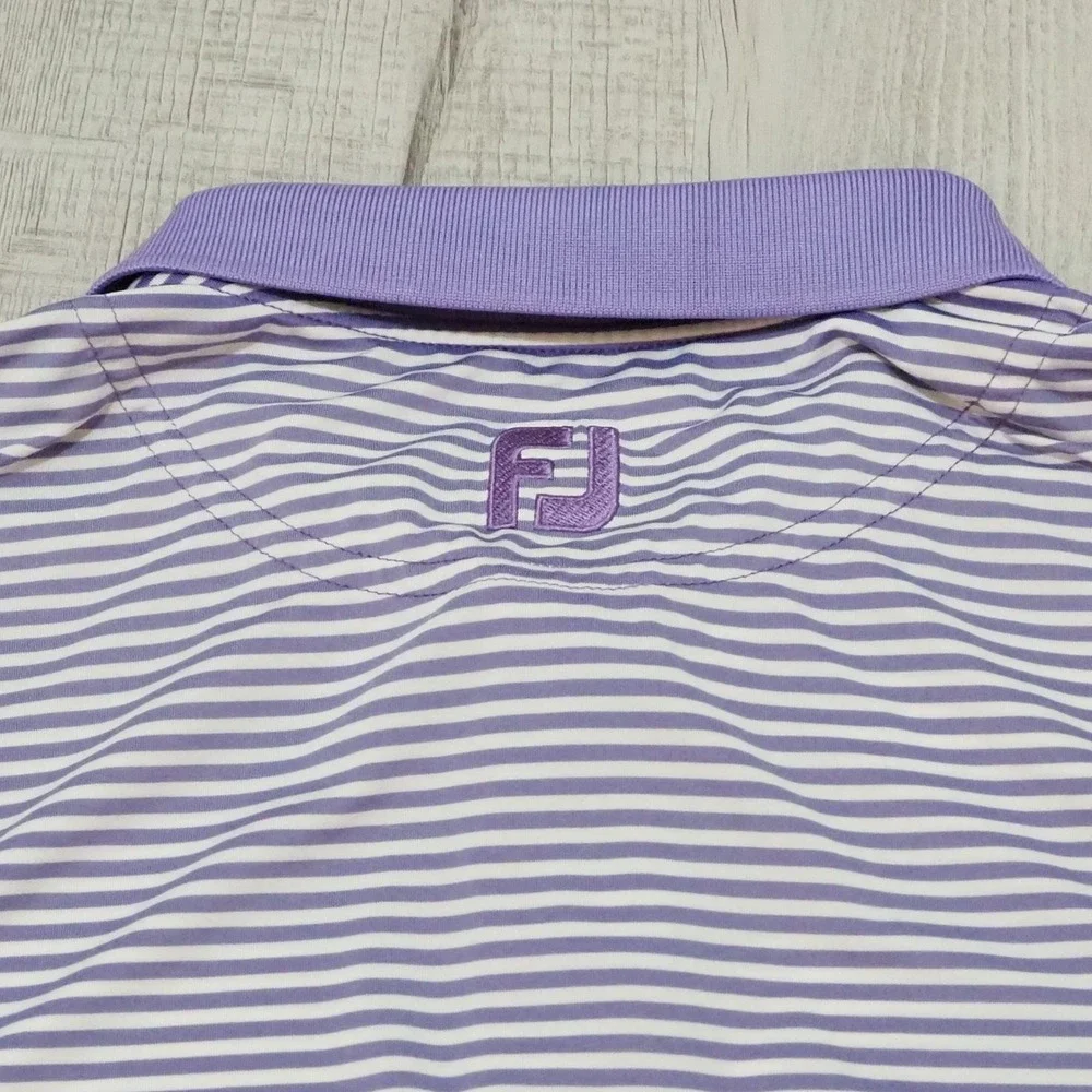 FootJoy Mens‎ XL Golf Polo Shirt Short Sleeve Performance Purple Striped ProDry